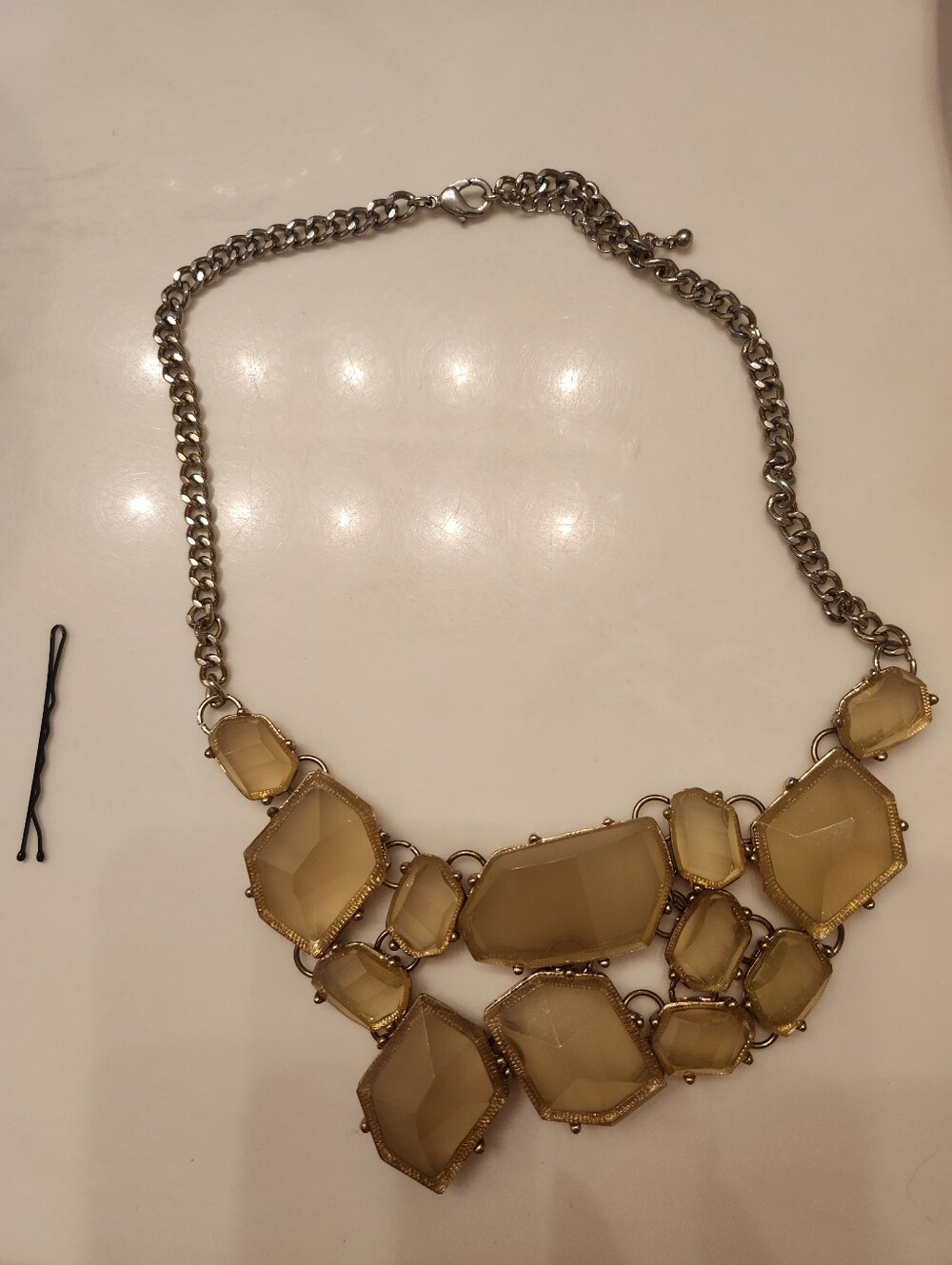 Green Translucent Faceted Statement Necklace
